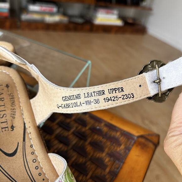L'Artiste x Jane & Coco Leather Sandals Gabriola White Multi Size 38 (7.5-8) - Picture 7 of 11